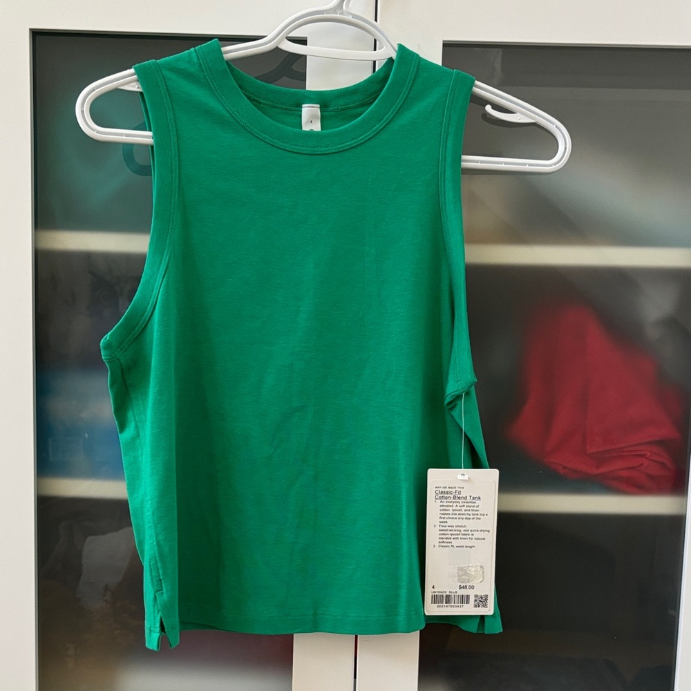 Lululemon Classic Fit Cotton Blend Tank Kelly Green NWT SZ 4 💚💚💚